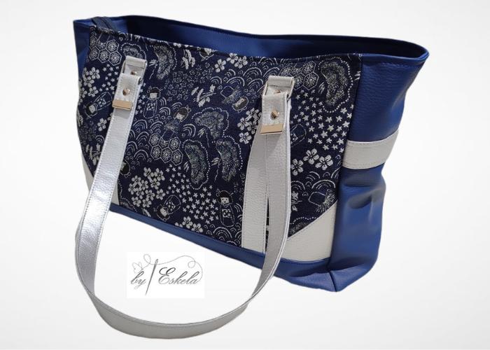 Sac à main Carioca bleu avec motifs fleuris