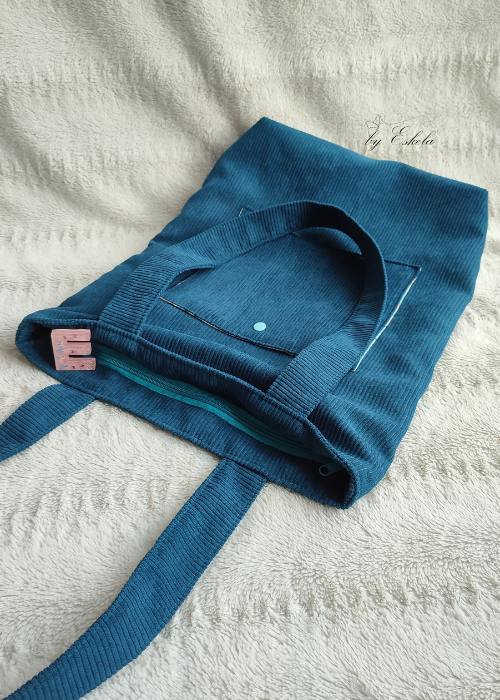 It-bag en velours côtelé bleu
