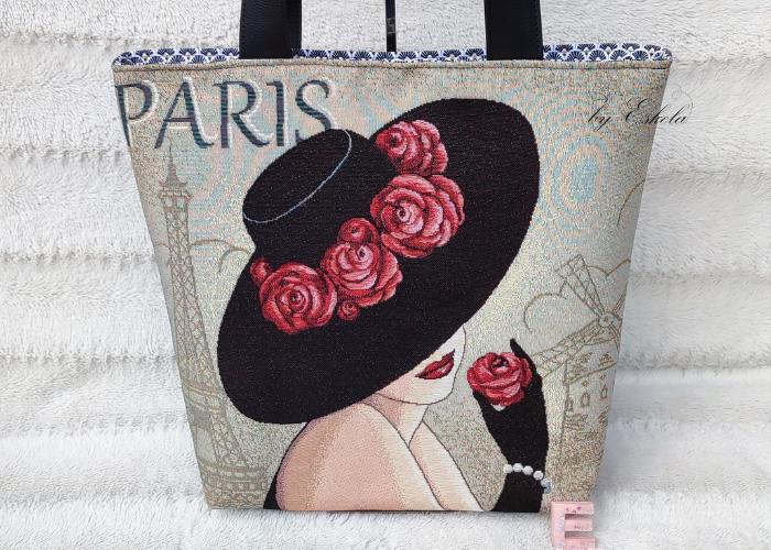 Sac cabas Jacquard motif Paris