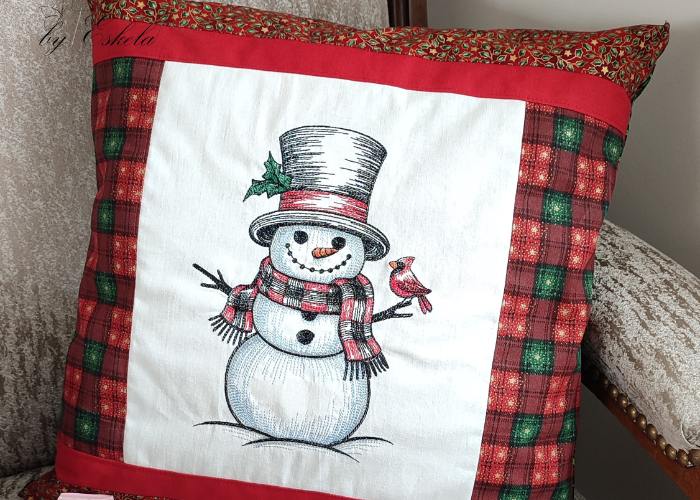 Coussin de Noël avec motif de Père-Noël.